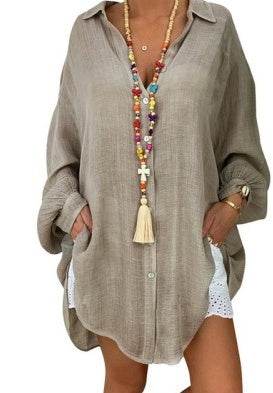 Women Shirts Casual Ripped Female blouse - Mubimart