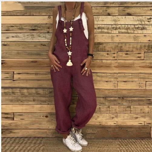 Loose casual plus size fall / winter jumpsuit - Mubimart