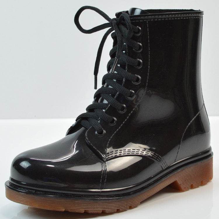 Ladies flat rain boots Martin rain boots water shoes - Mubimart