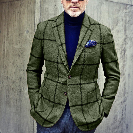 Blazer tendance décontracté à carreaux