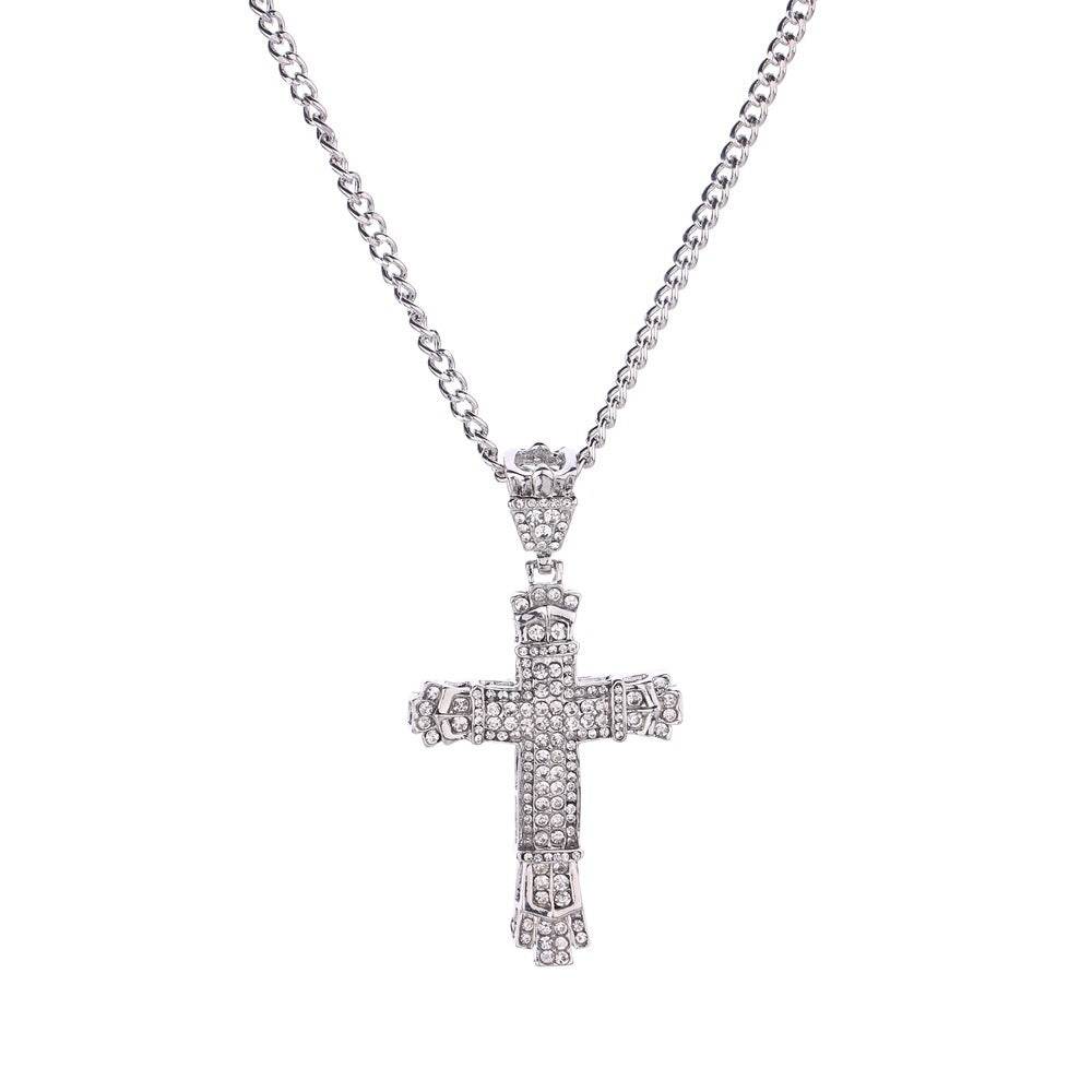 Iced Out Mens Cross Necklace - Mubimart