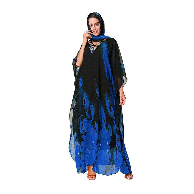 Dubai Plus Size Casual Dress With Printed Bandana - Mubimart
