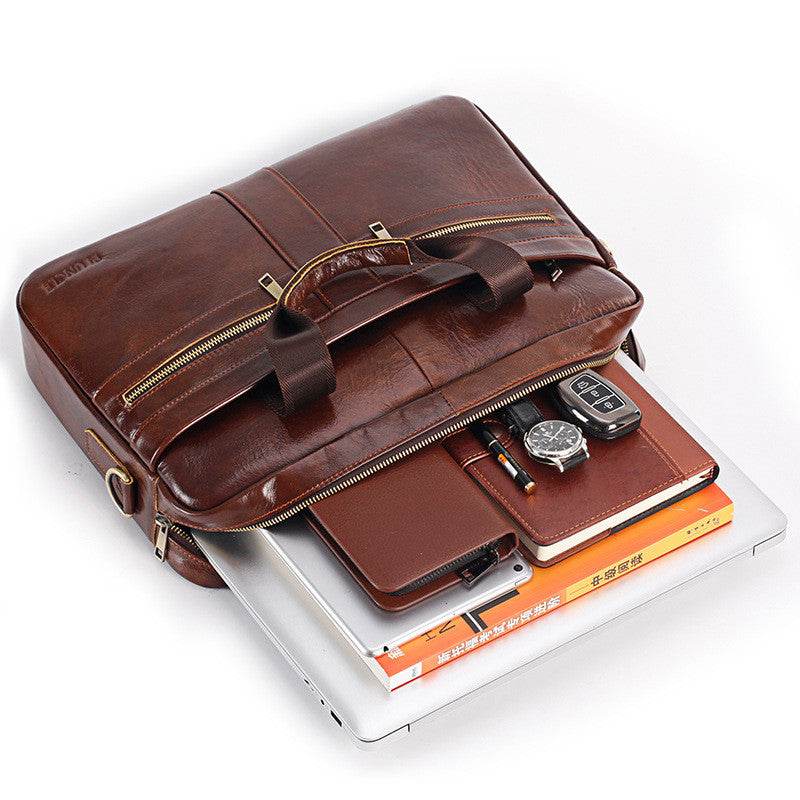 New leather men's briefcase - Mubimart