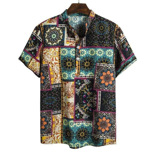 Men's linen printed shirt - Mubimart