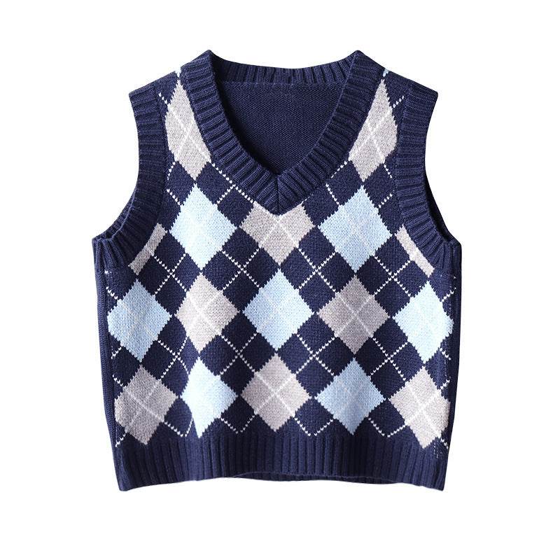 Outside Stacking To Wear Plaid Sweater Vest - Mubimart