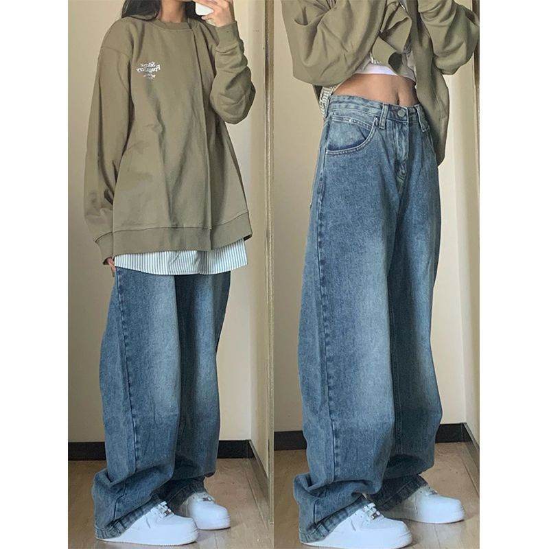 Plus Size High Waist Wide Leg Jeans For Women - Mubimart