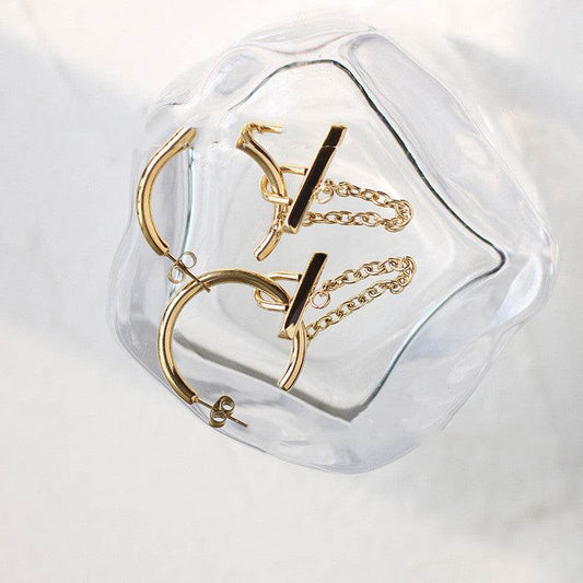 European And American Ring Tassel Hoop Hoop Earrings Chain - Mubimart