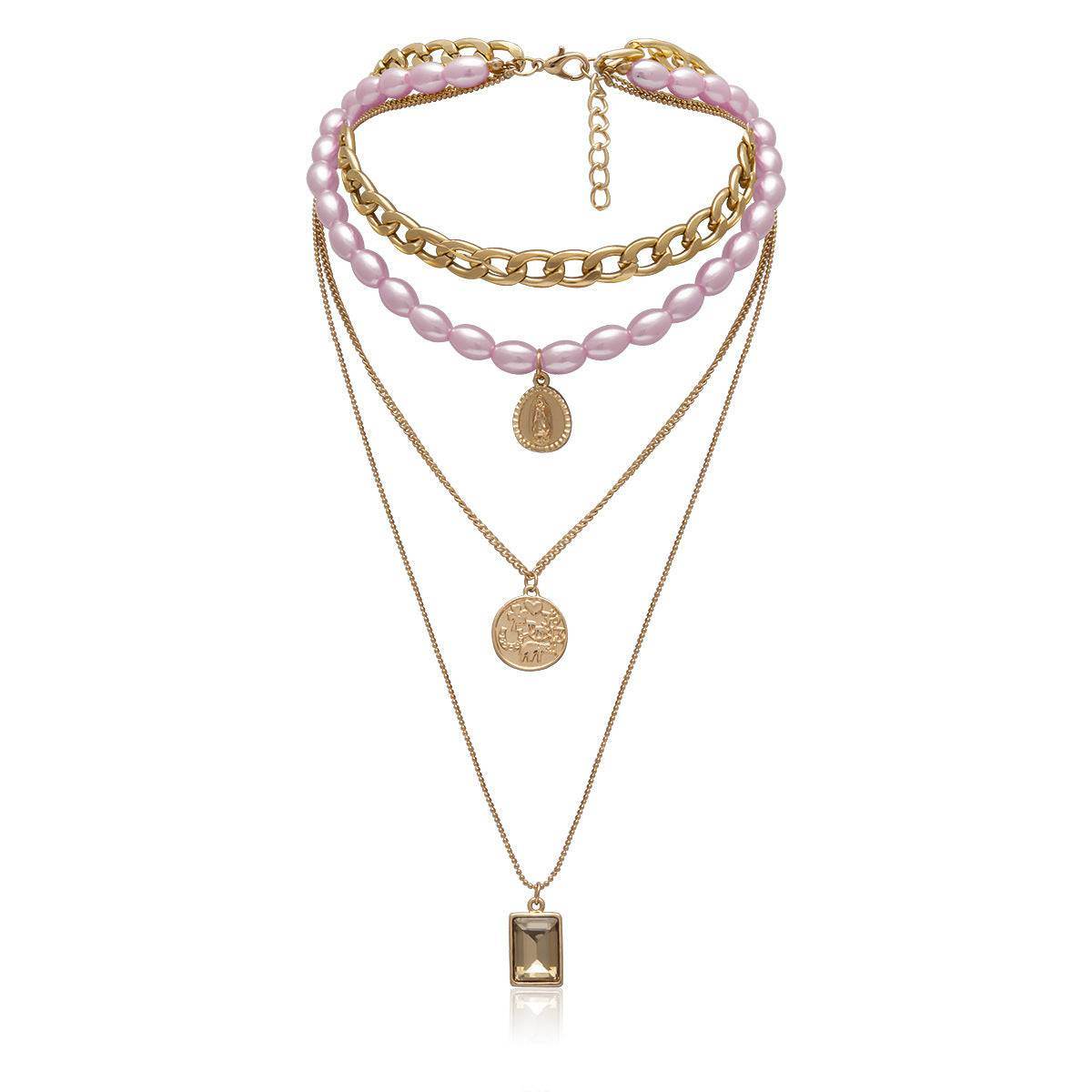 Retro Portrait Jewelry Necklace Women Sweater Chain - Mubimart