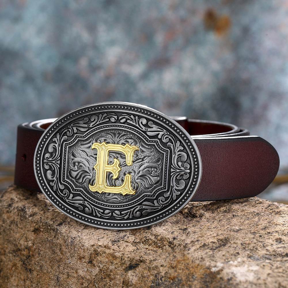 Men's And Women's Floral Letter Buckle Belts - Mubimart