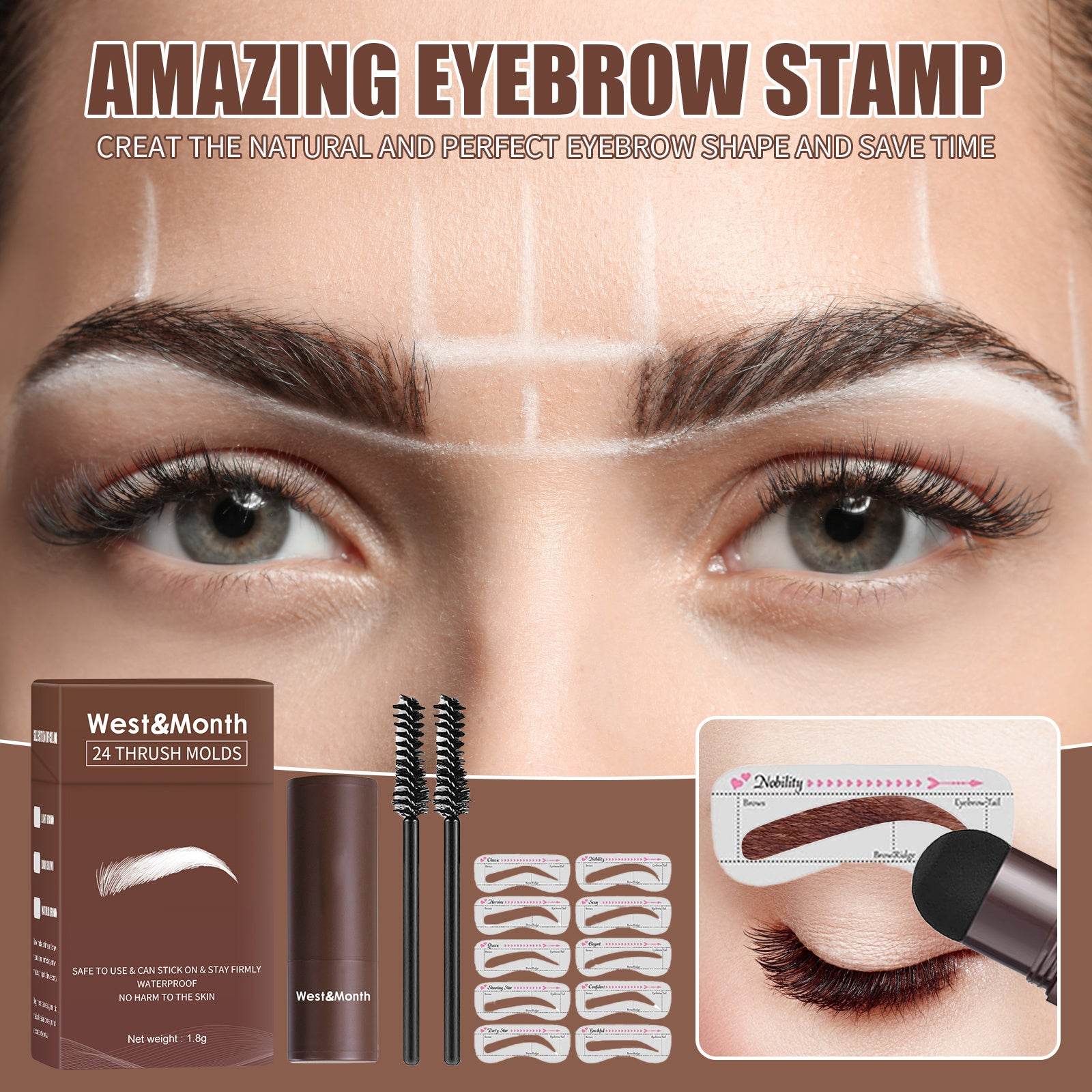 West&Month Seal Eyebrow Powder Lazy Eyebrow Stamp Powder Set Is Long-lasting, Waterproof, Sweatproof, Non-flamming, And Non-smudging - Mubimart