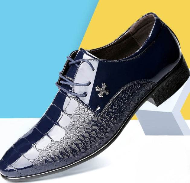 Shiny Lace-Up Single Shoes Fashion Dress Shoes - Mubimart
