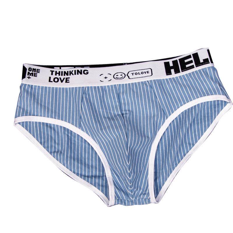 Striped Cotton Triangle Men's Briefs Low Waist Breathable Men's Underwear Briefs - Mubimart