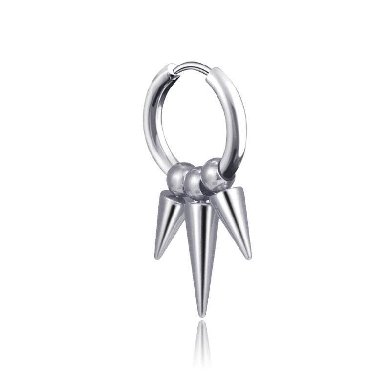 Stainless Steel Tassel Earrings Titanium Steel Single Point Stud Earrings Men - Mubimart