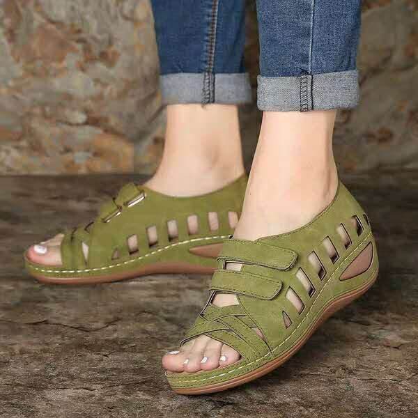 Solid color hollow women sandals - Mubimart