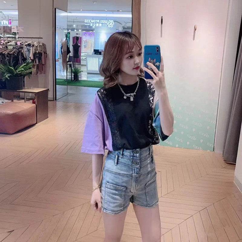 Denim shorts hot pants women - Mubimart