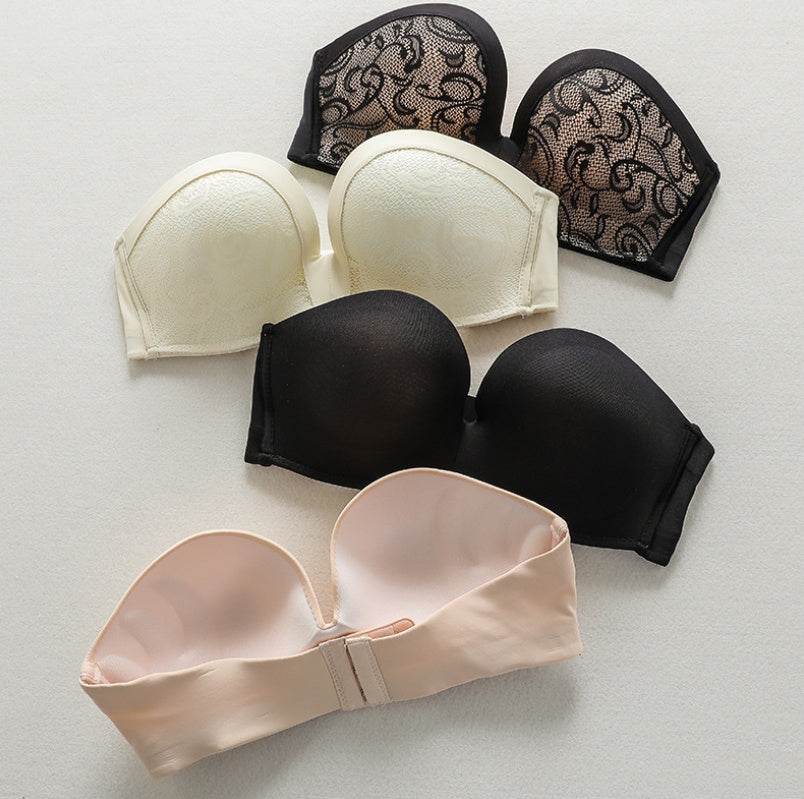 B363 strapless bra invisible underwear women gather slip non-slip miracle wedding dress relief tube top - Mubimart