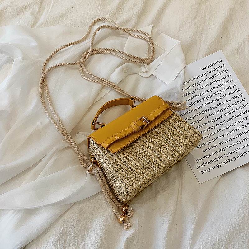 Fashion style shoulder bag women straw woven bag - Mubimart
