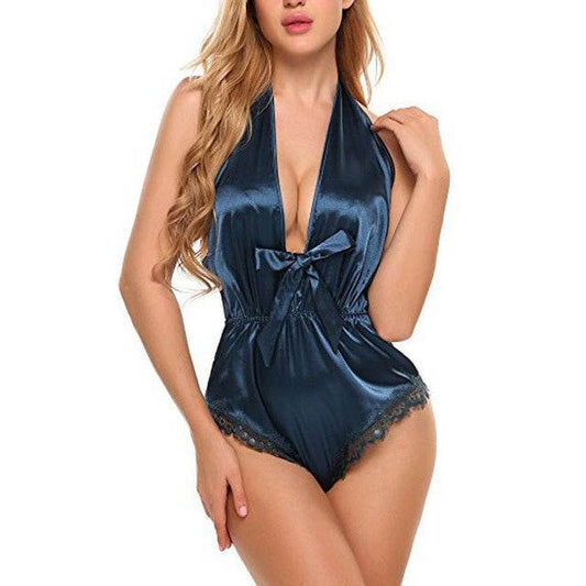 Sexy Lace Satin Silk Lingerie Nightwear - Mubimart