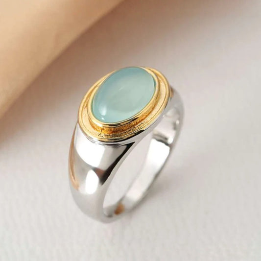 Women's Retro Gold-plated Two-color Opal High-grade Ring