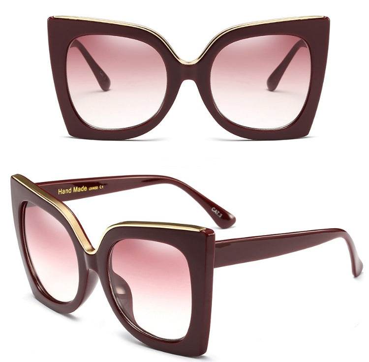 Women's Vintage Cat Eye Sunglasses Women Gradient Lens Sunglasses Glasses - Mubimart