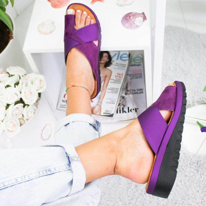 Toe mid heel wedge sandals - Mubimart