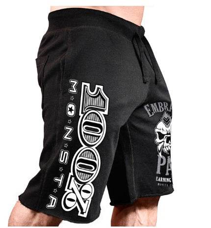 Men's sports leisure running workout printed cotton shorts - Mubimart