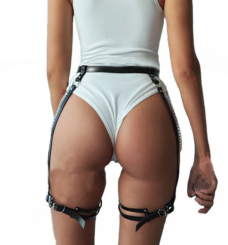 Belt And Leg Loops In One New Chain Garter Belt Leather Appeal - Mubimart