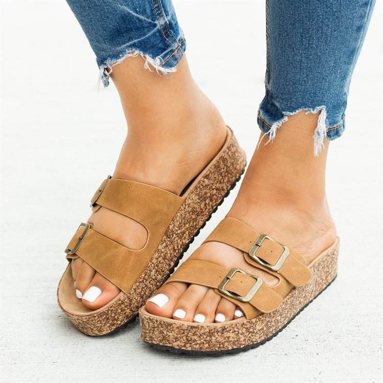 Flat sandals with flat feet - Mubimart