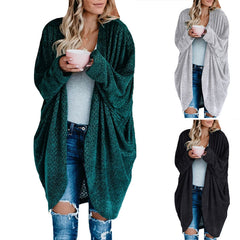 Knit cardigan jacket plus size loose long sweater - Mubimart -  