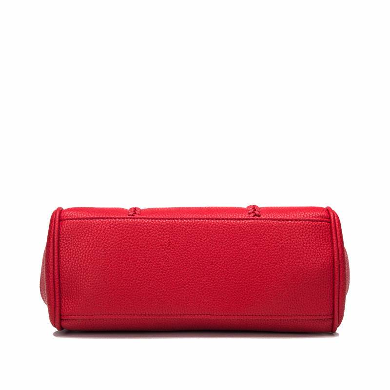 Leather handbags lychee pattern handbag - Mubimart