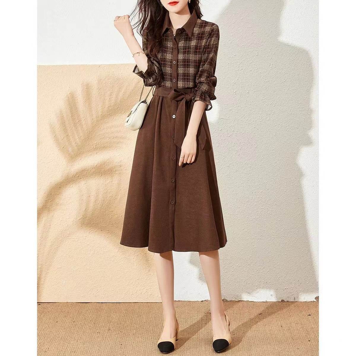 Plaid shirt dress - Mubimart