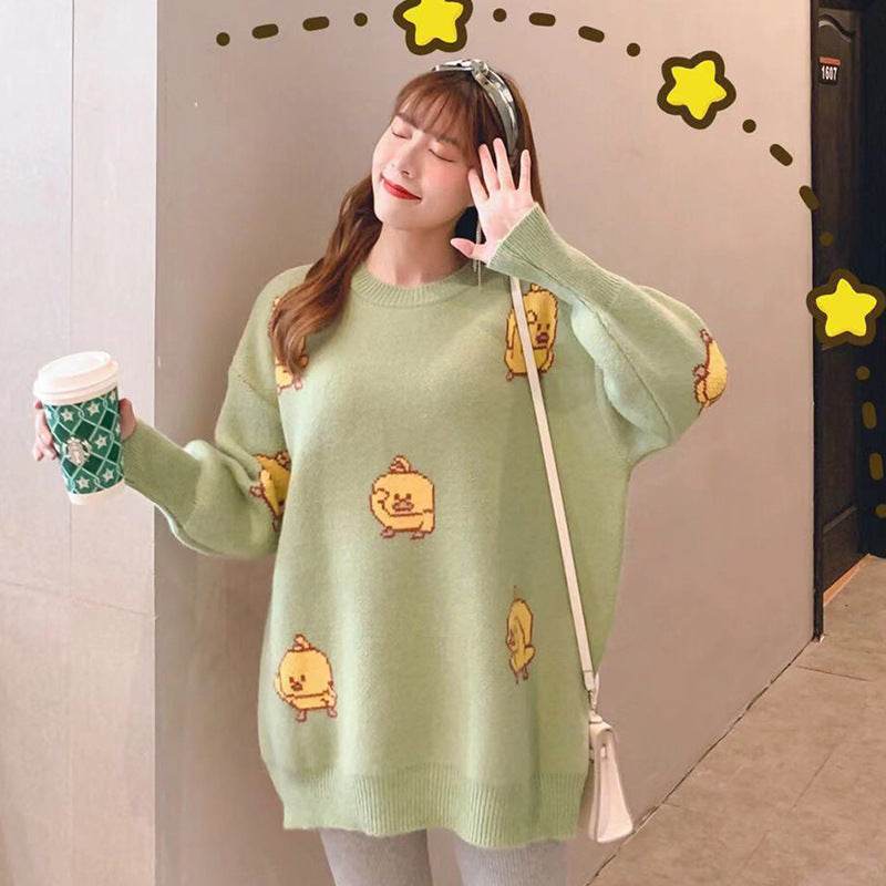 Sweater loose top mid-length outing maternity wear - Mubimart