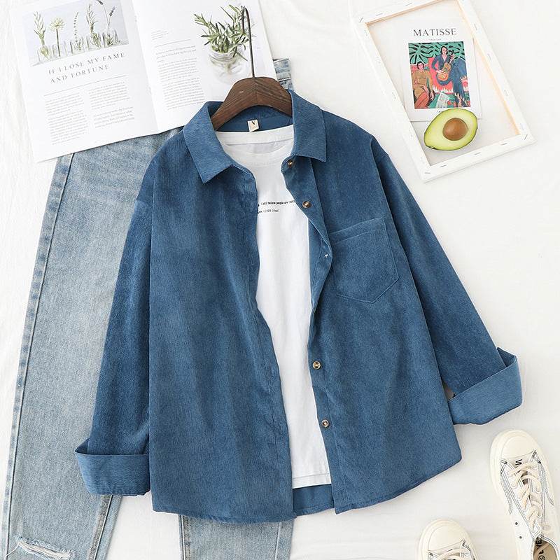 Loose long sleeve shirt jacket - Mubimart
