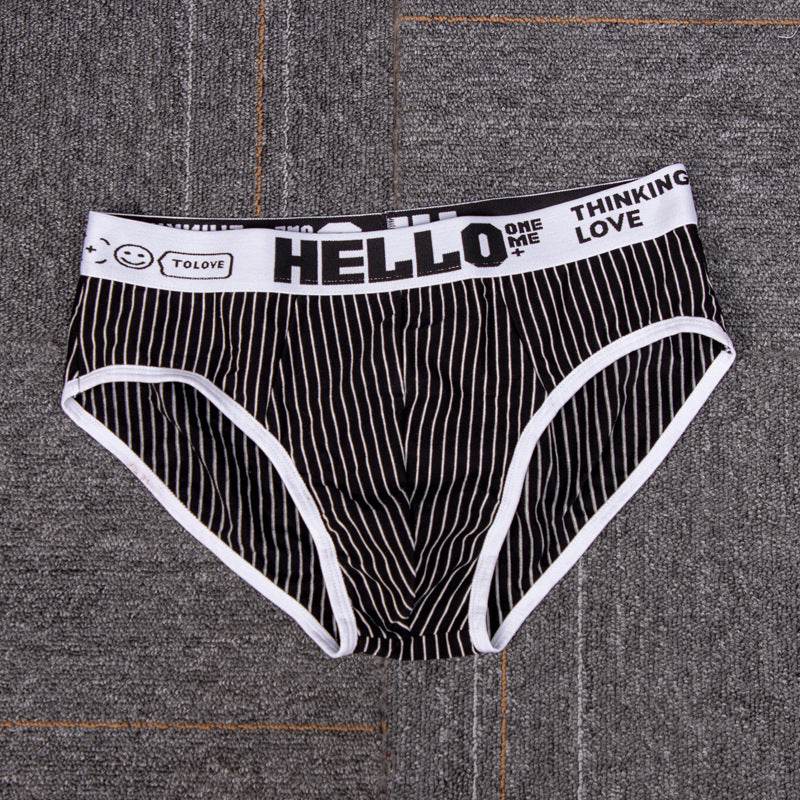 Striped Cotton Triangle Men's Briefs Low Waist Breathable Men's Underwear Briefs - Mubimart