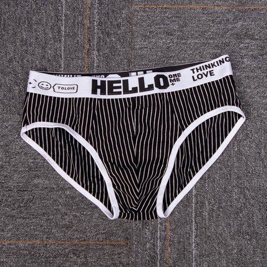 Striped Cotton Triangle Men's Briefs Low Waist Breathable Men's Underwear Briefs - Mubimart