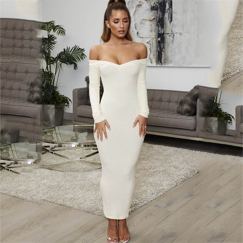 Cotton ribbed maxi dress - Mubimart
