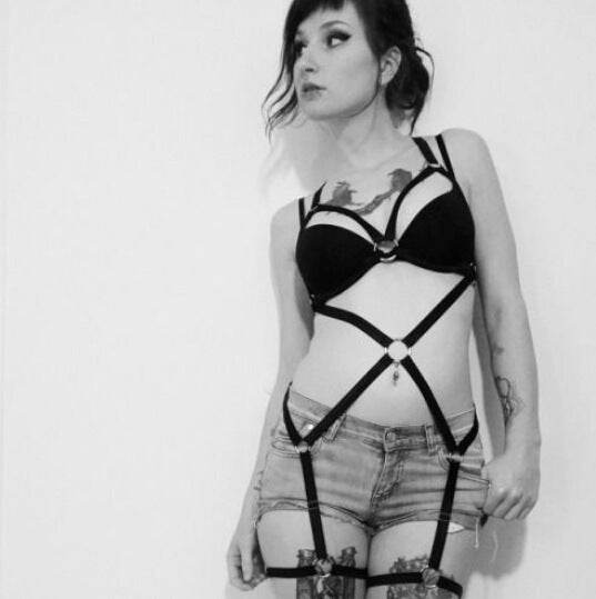 New fashion pastel goth O ring strap bust garter belt - Mubimart