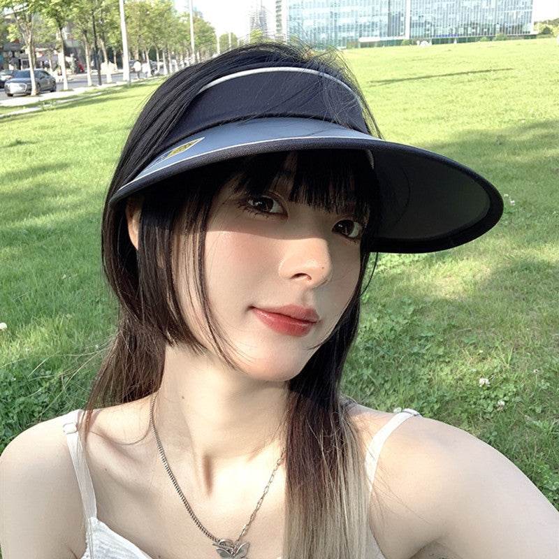 Women Summer Anti-Uv Sun Hat Wide Brim Beach Empty Top Visor Hats Adjustable Plastic Pvc Sunscreen Cap Female Outdoor Spor Cap - Mubimart