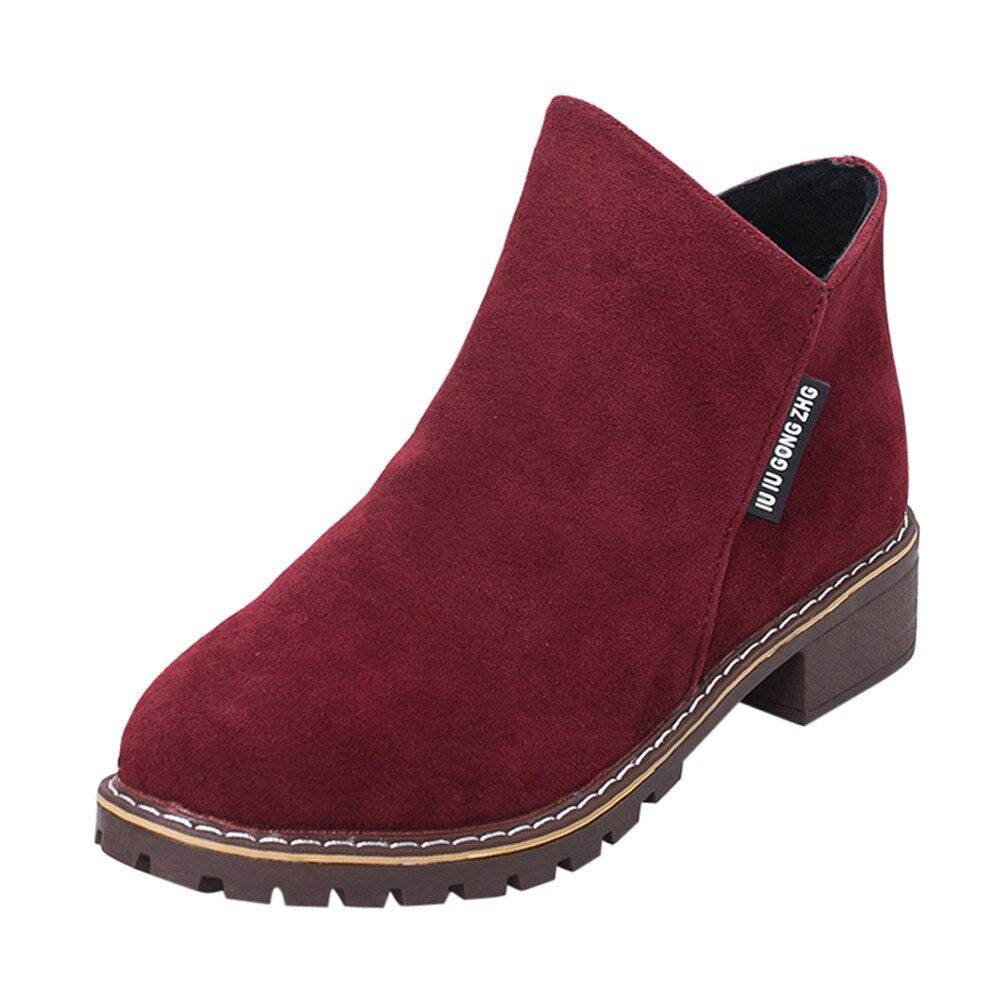 Frosted Martin Boots Low Heel Booties - Mubimart