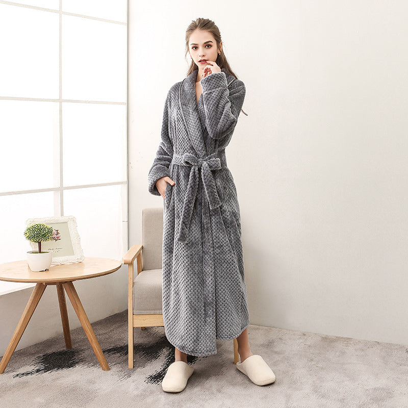 Winter Women Night Gown Couple Robe Men Bathrobe - Mubimart -  