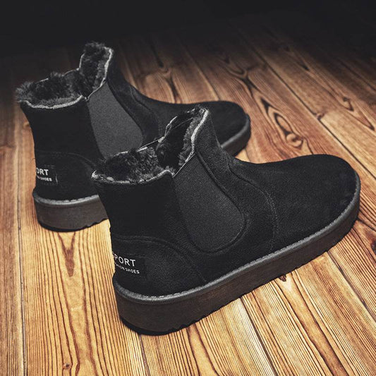 Boots Shoes New Winter Male Boots for Men Leather Ankle Boots Man Booties Footwear Outdoor Boots Shoe Warm Fur - Mubimart