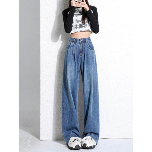 Retro High Waist Wide Leg Jeans For Women - Mubimart