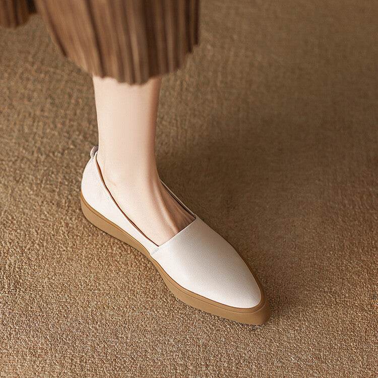 Flat Pointed Toe Pumps Female Platform Loafers - Mubimart