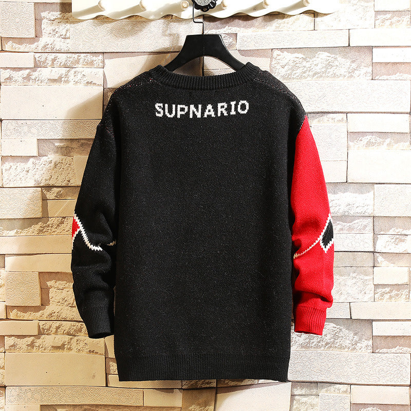 Men's sweater pullover print knit sweater