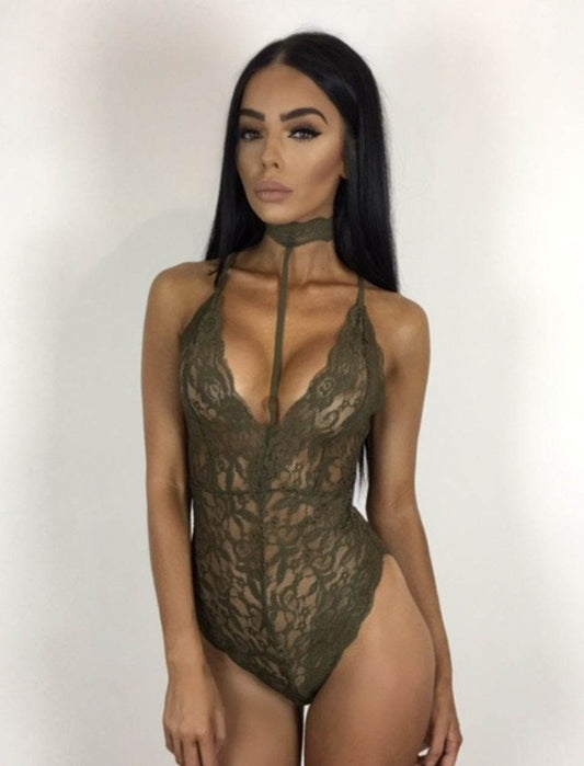 Sexy lace bodysuit - Mubimart