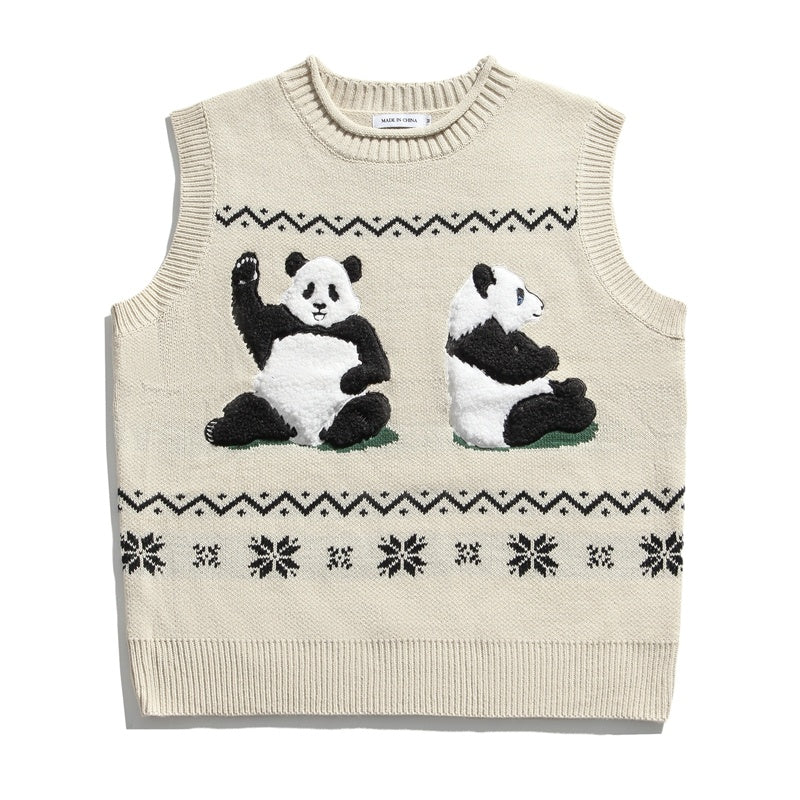 Cartoon panda trui vest 