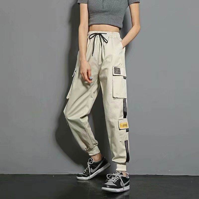 Oversized Cargo Pants Men And Women Ankle Banded Slacks High Waist Loose And Slimming - Mubimart