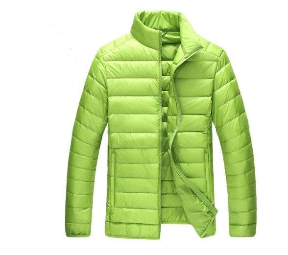 Autumn and winter new men's down jacket large size casual short paragraph collar thin men's down jacket - Mubimart