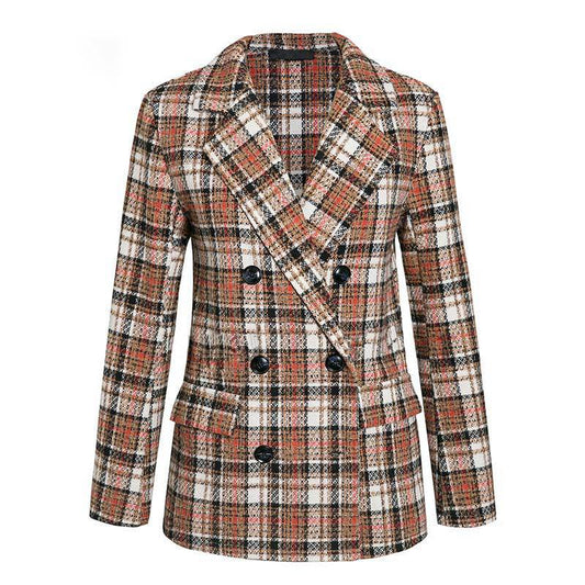 Double-breasted check blazer - Mubimart