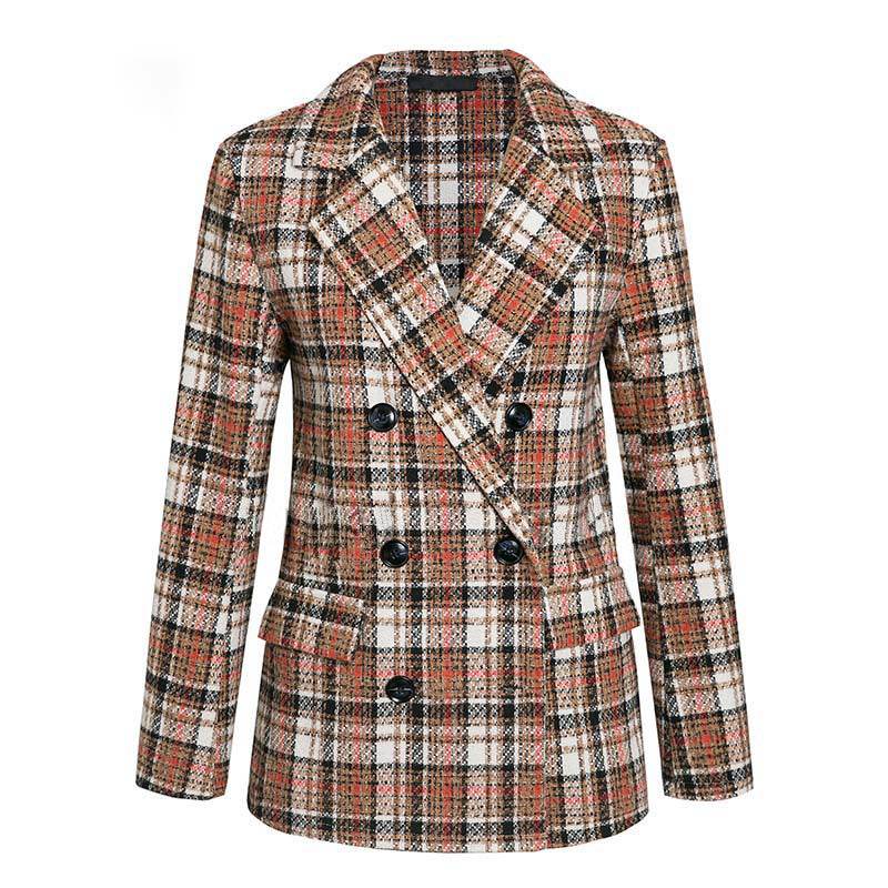 Double-breasted check blazer - Mubimart